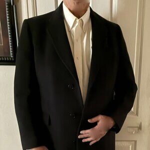 LUXURIOUS NEIMAN-MARCUS MONGOLIAN CASHMERE MENS BLACK TOP COAT